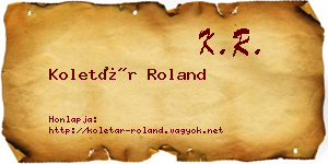 Koletár Roland névjegykártya
